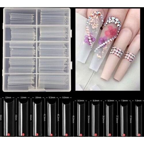 100pcs XXL Extra Straight Nail Tips Long Square False Nails C Curved Coffin Nails ABS Fake Nails Manicure Salon Nail Art Tools