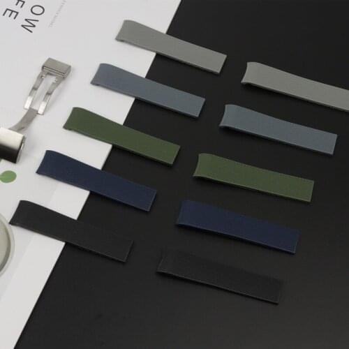 21mm New Style soft Rubber Watch Strap Black Blue Gray Folding Buckle Watch band Suitable for Longines strap Conquest Watchband