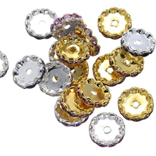 50PCS Jewelry Findings Silver Color Rhinestones Small Hole Jewelry Flower Side Beads For Beading Jewelry Handmade