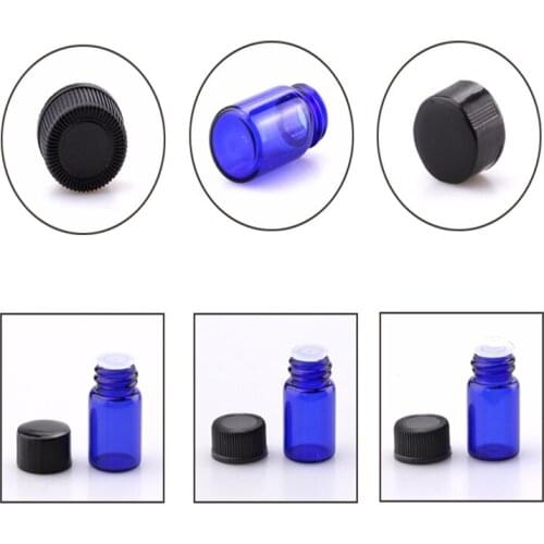 600pcs/lot Fast shipping 1ml 2ml 3ml Blue Glass Essential Oil Bottles Mini Glass Sample Vials bottle Container
