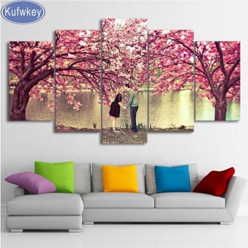 Diamond Embroidery sakura,5D,diy Diamond Painting Romantic lovers kiss,Cross Stitch,3D,Diamond Mosaic,Multi-picture Combination