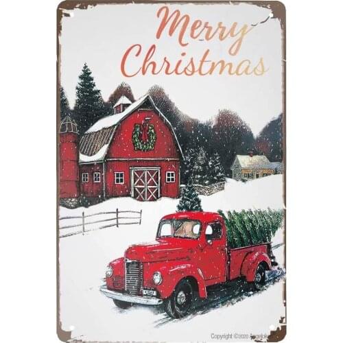 Angeloken Retro Metal Sign Vintage Tin Sign Merry Christmas Sign for Plaque Poster Cafe Wall Art Gift 12 X 8 INCH