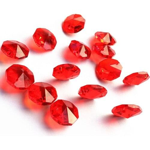 Free Fast Shipping 4000pcs 14mm Red Crystal Octagonal Beads For Garland Strands Crystal Chandelier Part Crystal Curtain Beads