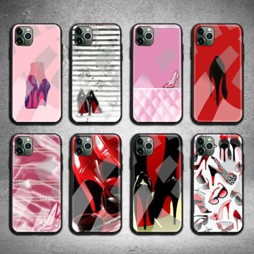 Red High Heel Shoe Phone Case Tempered Glass For iPhone 12 11 Pro Max Mini XR XS MAX 8 X 7 6S 6 Plus SE 2020 cover
