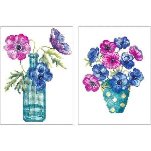 Poppy Flowers Cotton Threads Needles DIY Cross Stitch Kits Floral Embroidery Needlework Set Craft Wall Art Painting Decoration