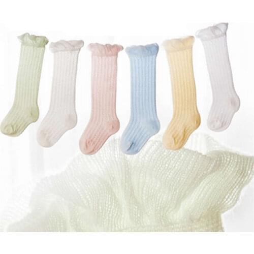 Toddlers Baby Girls Boys Knee High Socks Leg high Solid Cotton Good Air Permeability Sock for Newborns Infantile 0-24months