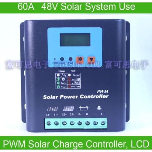 60A 48V PWM Solar Charge Controller, with LCD display battery voltage and capacity, HiQuality Display Charging for Off Grid PV C