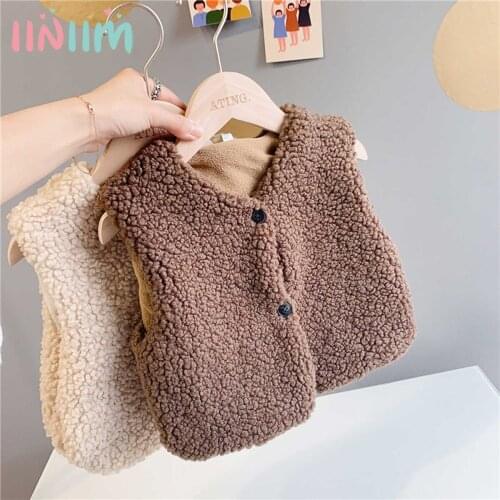 Toddler Girl Korean Autumn Winter Waistcoat Childrens Double Vest Baby Boys Girls Thicken Vest Plush Outerwear Baby Girl Coat