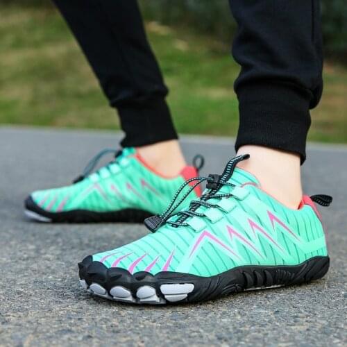 Women Shoes Outdoor Casual Shoes Breathable Beach Flats Comfortable Barefoot Shoes Unisex Big Size 35-46 Lady Sneakers Green