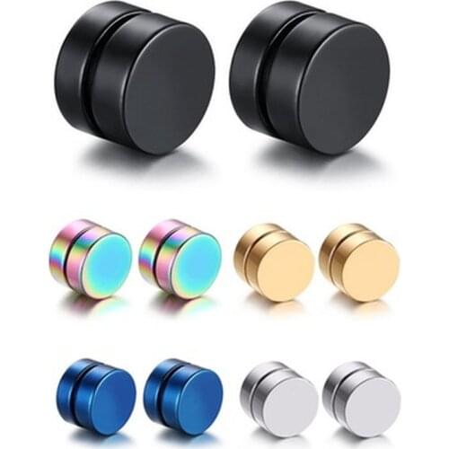 1Pc Round Non Piercing Strong Magnet Magnetic Mens Ear Clip Beautiful Circle Girls Earrings About 6mm/8mm/10mm/12mm 5 Colors