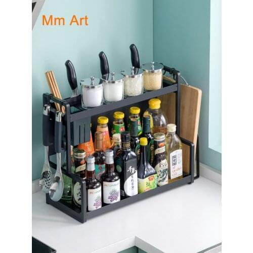 Stainless Steel Kitchen Rack Seasoning Household Table Shelf Seasoning Rack Desktop
