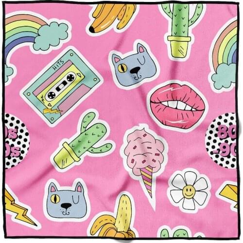 Fashion Pink Patterned Bandana Unisex Scarf Headscarf Wrist Wrap Magic Square Kerchief Print Hair Accessories