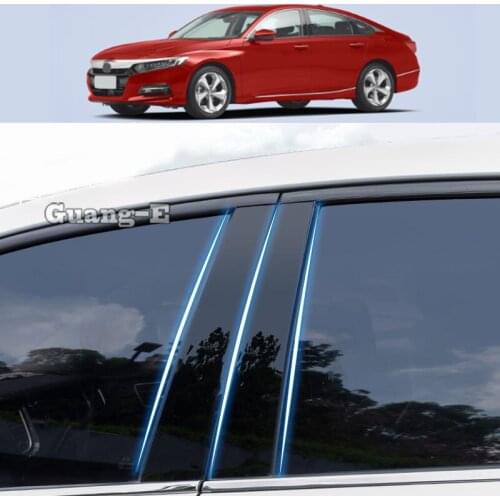 For Honda Accord Sedan 10th 2018-2021 Car PC Material Pillar Post Cover Door Trim Window Piano Black Molding Sticker Plate