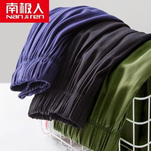 Nanjiren Summer cotton silk mens five-point home pajama pants thin loose large size sports pants home casual shorts