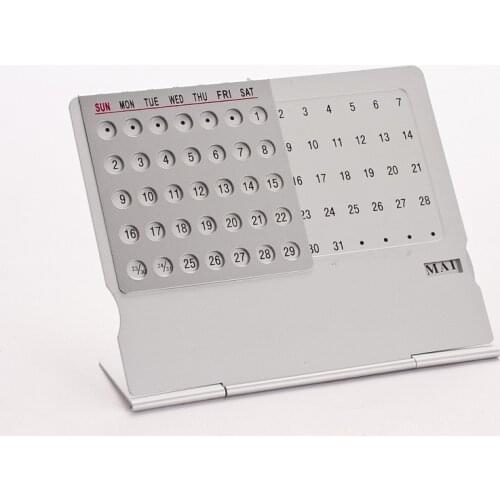 Creative Mini Ultra-thin Metal Desktop Calendar Super Perpetual Unique 100 Years English Calendars