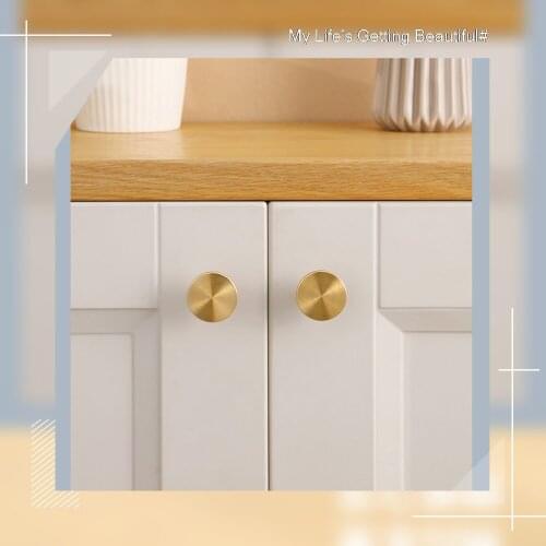 Nordic Sparkling Round Matte Brass Furniture Door Knobs Mondern Gold Cabinet Knob Simple Shape Solid Brass Drawer Pulls