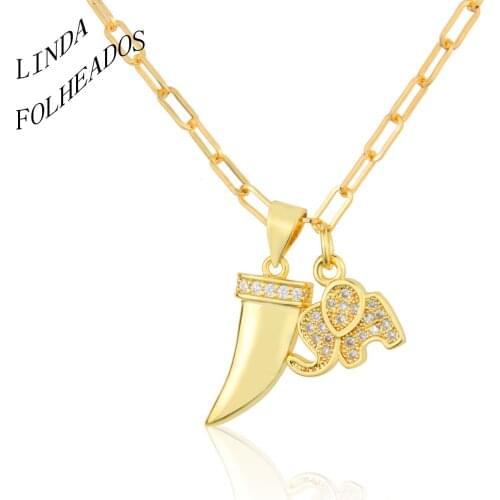 New Design Teeth Elephants Gold-Plated Necklace Fashion Contracted With Zirconium Assembly Pendant Jewelry Party Gifts For Women