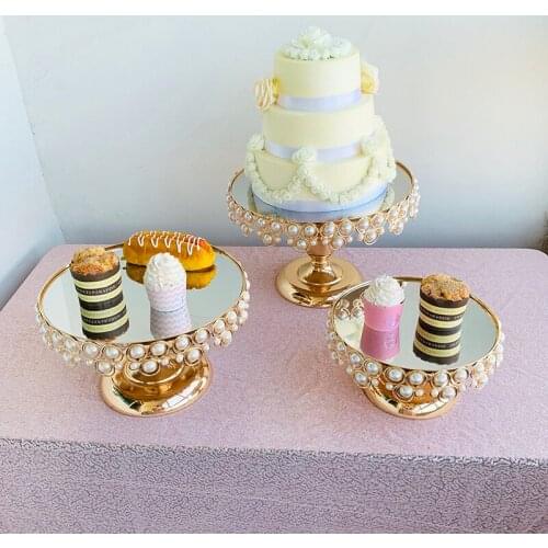 1pcs-3pcs cake stand set mirror pearls new style good quality cake plate