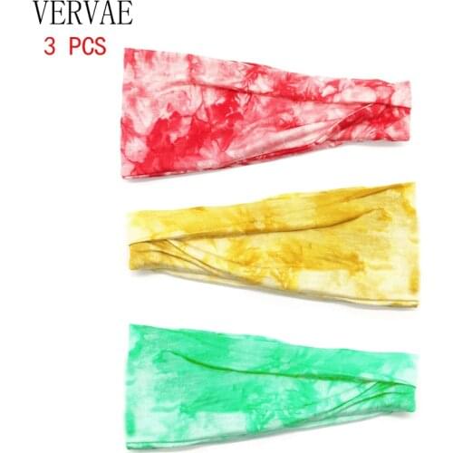 3 Pcs Tie Dye Headbands for Women Hair Accessories Girls Cute Sport Hair Band Woman Cotton Makeup Headband 2020 VERVAE