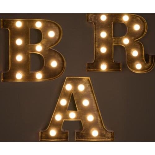 Retro Iron Lamps Creative Bar Backdrop Decorative LED Letter Light Billboard logo Wall lamp Wall Decoration Light Fixture