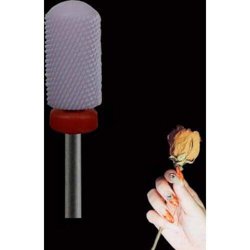 Pink Ceramic Nail Drill Bit - Large Smooth Top Bit - F