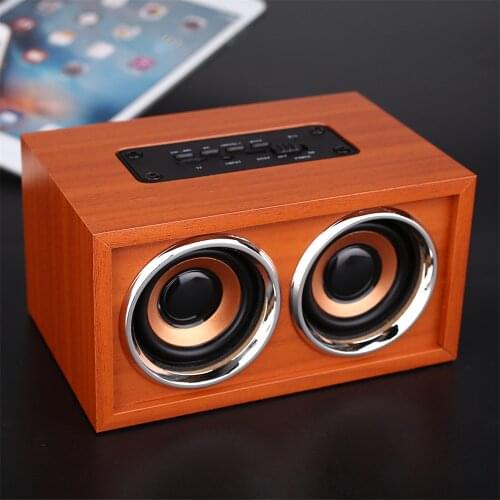 Hand-built audiophile grade MDF wood Speaker Hi-fi Wireless Bluetooth Stereo Speaker Wooden Mini Speaker Support TF Card AUX