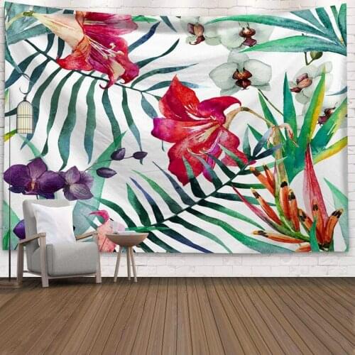 Rainforest Leaves and Bee Tapestry for Livingroom Photography Wall Decor