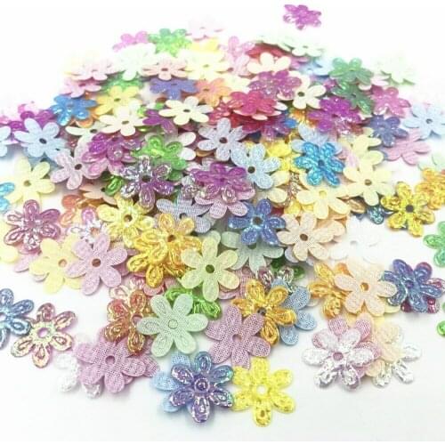 DIY 500pcs Mixed Color Flower Appliques felt decoration scrapbooking clothing crafts 16mm