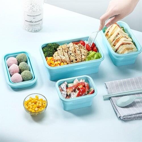 Collapsible Silicone Food Container Portable Bento Lunch Box Microware Home Kitchen Outdoor Food Storage Containers Box