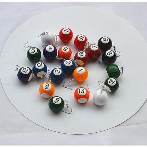 Random One Pair Billiard Mini Emulational Creative DIY Billiards Eardrop Personal Cute 16 Styles American Billiards Earrings