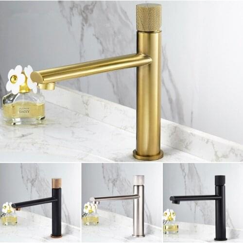 Bathroom Faucet Brushed Gold Brass Bathroom Basin Faucet Cold and Hot Water Mixer Sink Tap Deck Mounted Black/Nickel Tap