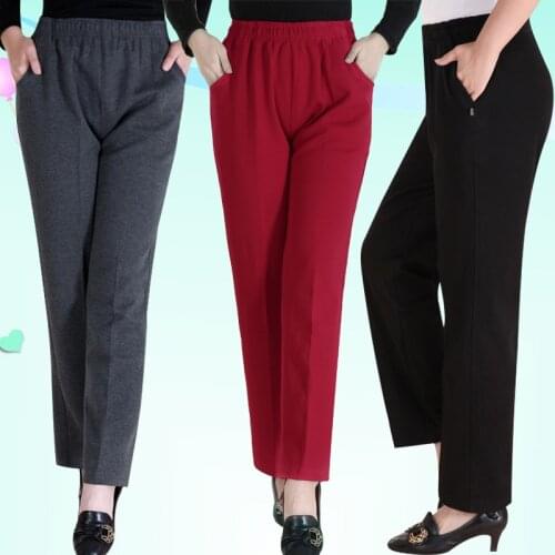 Middle-aged Womens Plus Size Sweatpants Elderly Casual Elastic Pants Loose Comfortable Female Trousers Straight Pants 4XL