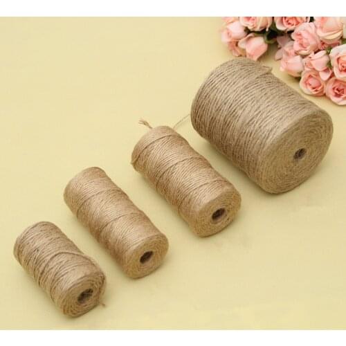 30/50/100M Natural Vintage Jute Rope Cord String Twine Burlap Ribbon Thread Crafts Sewing DIY Hemp Rope Wedding Party Decoration