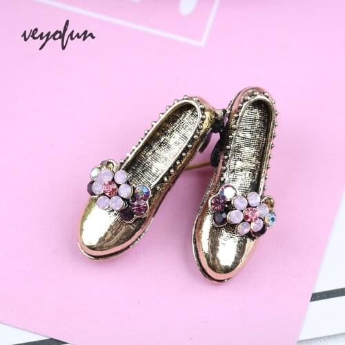 Veyofun Elegant Girl High Heels Zinc Alloy Brooch Pin for Women Rhinestone Jewelry pin Backpack Badge Wholesale