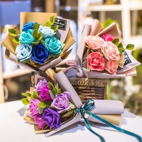 Wonderlife Unwoven handmade diy material wrapped fabric simulation flower hand holding flowers adults make gifts sunflowers