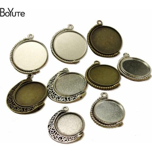 BoYuTe (30 Pieces/Bag) Wholesale 18-20-25-30MM Rotating Cabochon Base Diy Pendant Blank Tray Bezel Jewelry Accessories