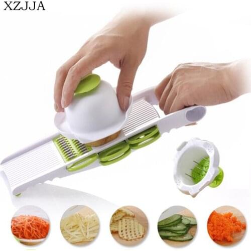 XZJJA Multifunction Creative 5 in 1 Slicer Cutter Grater Adjustable Steel Blade Potato Vegetable Fruit Tool Kitchen Accessorries
