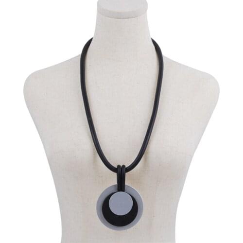 YD&YDBZ Silver Circle Pendant Necklaces For Women Vintage Black Rubber Rope Chain Necklace Gothic Clothes 2021 Costume Jewelry