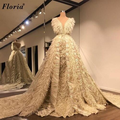 Middle East Prom Dresses 2021 Long Feathers Gorgeous Evening Dresses For Women Party Arabic Film Opening Ceremony Gowns платья