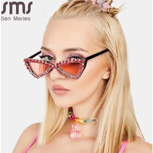 Luxury Brand Designer Cat eyes sunglasses Women Fashion Crystal Shades UV400 Rhinestone Sun Glasses Eyewear Oculos Sol