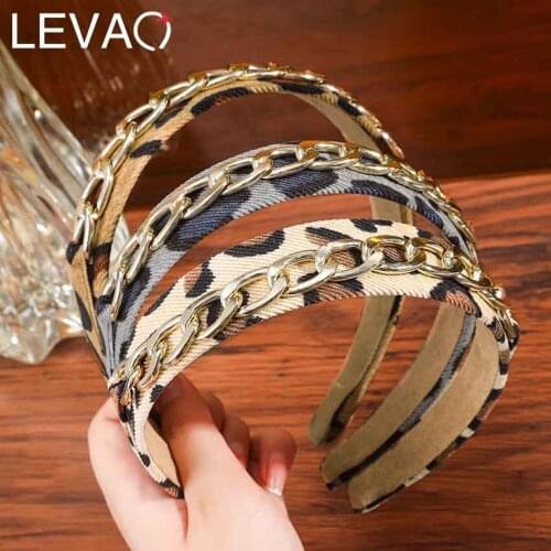 Levao New Leopard Headband For Women Fashion Chain Hairbands Hoop Bezel Hair Band Hair Accessories Headwear