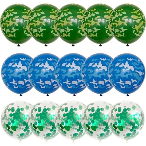 12inch Camouflage latex ballons Military Theme Fighter Tank Police Toy Foil Ball Blue Green Printed Balloon Wedding Party Decor