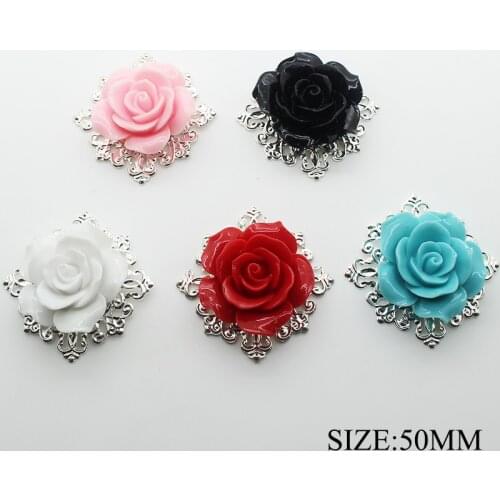 5pcs/lot Flat Back Embellishments Rose Resin Buttons Sewing Supplies Needlework Button DIY Accessories Party Wall Decorative