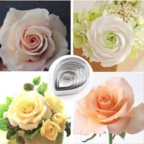 7Pcs/lot Petal Rose Flower Cookie Cutter DIY Pastry Fondant Stamper Mold Sugarcraft Biscuit Chocolate Cake Decorating Tools