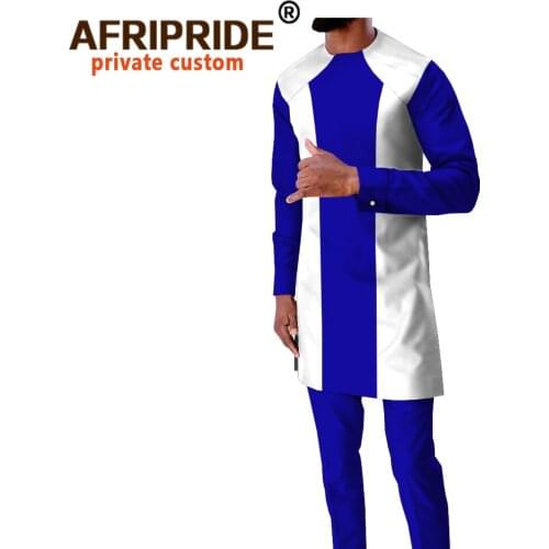 African Traditional Clothing for Men Tracksuit Long Sleeve Shirts and Ankara Pants Dashiki Outfits Crop Top Wax Attire A2016033