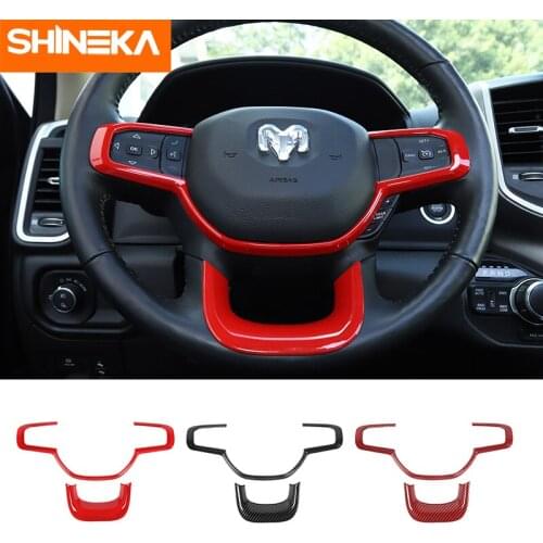 SHINEKA Interior Accessories For Dodge RAM 1500 Car Steering Wheel Decoration Cover Stickers For Dodge RAM 1500 2019 2020 2021