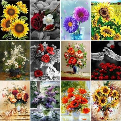 DIY 5D Diamond Painting Flower Rose Full Round Diamond Embroidery Cross Stitch Mosaic Picture of Rhinestone Handmade Home Decor