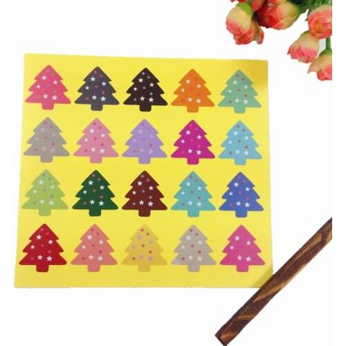 Free Shipping 1000pcs/lot Lovely Colourful Christmas Tree Theme Sealing sticker DIY Gifts Baking Decoration label
