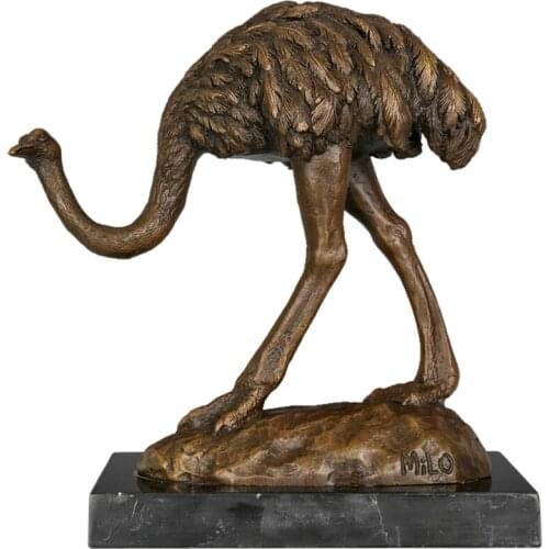 Bronze Ostrich Statue Figurine Wild Animal Sculpture for Garden Indoor Decor Wildlife Art Kids Birthday Gifts