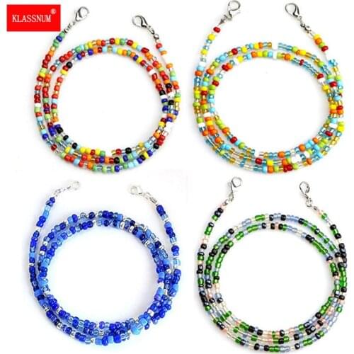 1PCs 70cm Women Beads Chain Face Mask Chain Necklace Strap Non-slip Eyeglass Holder Cord Neck Sunglass Strap Chain Colorful